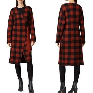 J.O.A. Buffalo Plaid Wrap Cardigan Sweater Coat